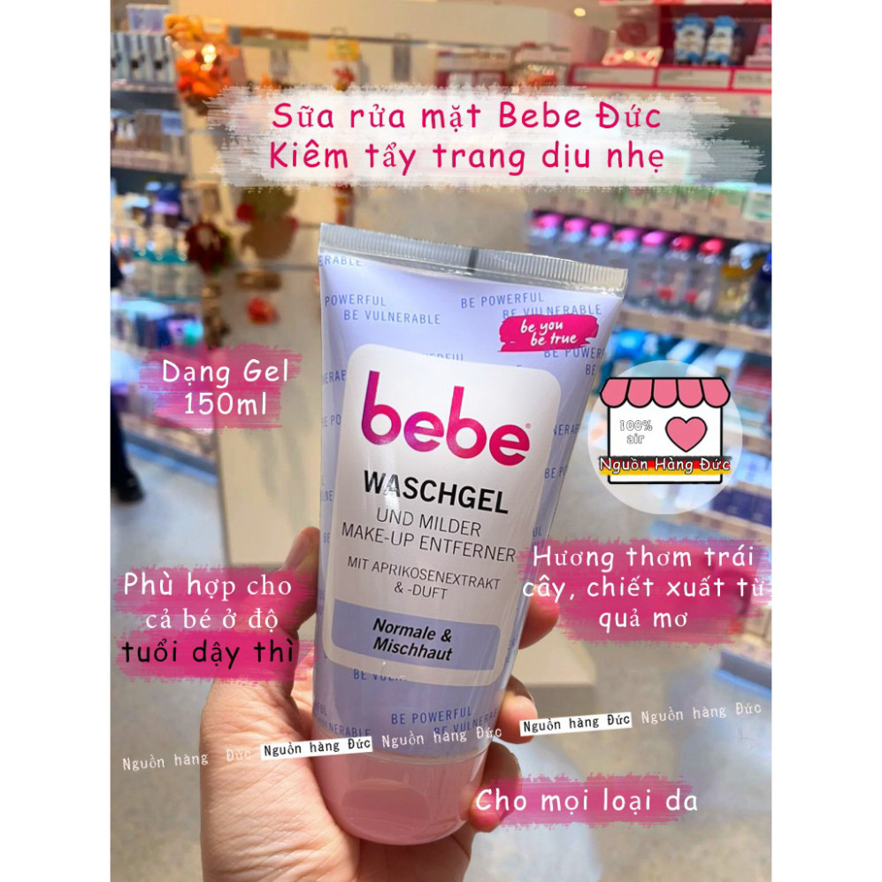 Sữa rửa mặt kiêm tẩy trang Bebe nội địa Đức an toàn cho trẻ em thiếu niên tuổi mới lớn, các bé trai,