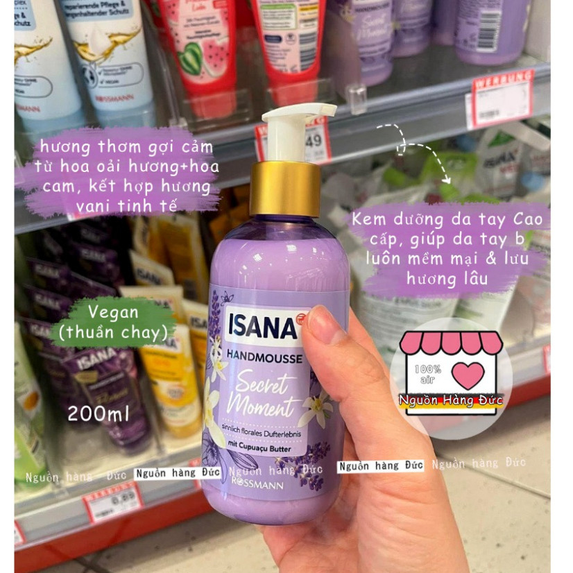 Kem dưỡng da tay thuần chay Isana Đức Chất lượng cao Mousse Secret Moment dưỡng da chiều chuộng, hươ
