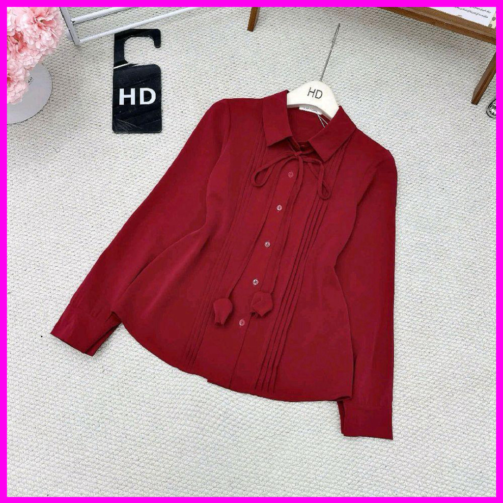 Áo Sơ Mi Nữ Cổ Nơ Chất Lụa Tằm Mềm Mát Thiết Kế Đẹp HD81 -SAM SHOP2