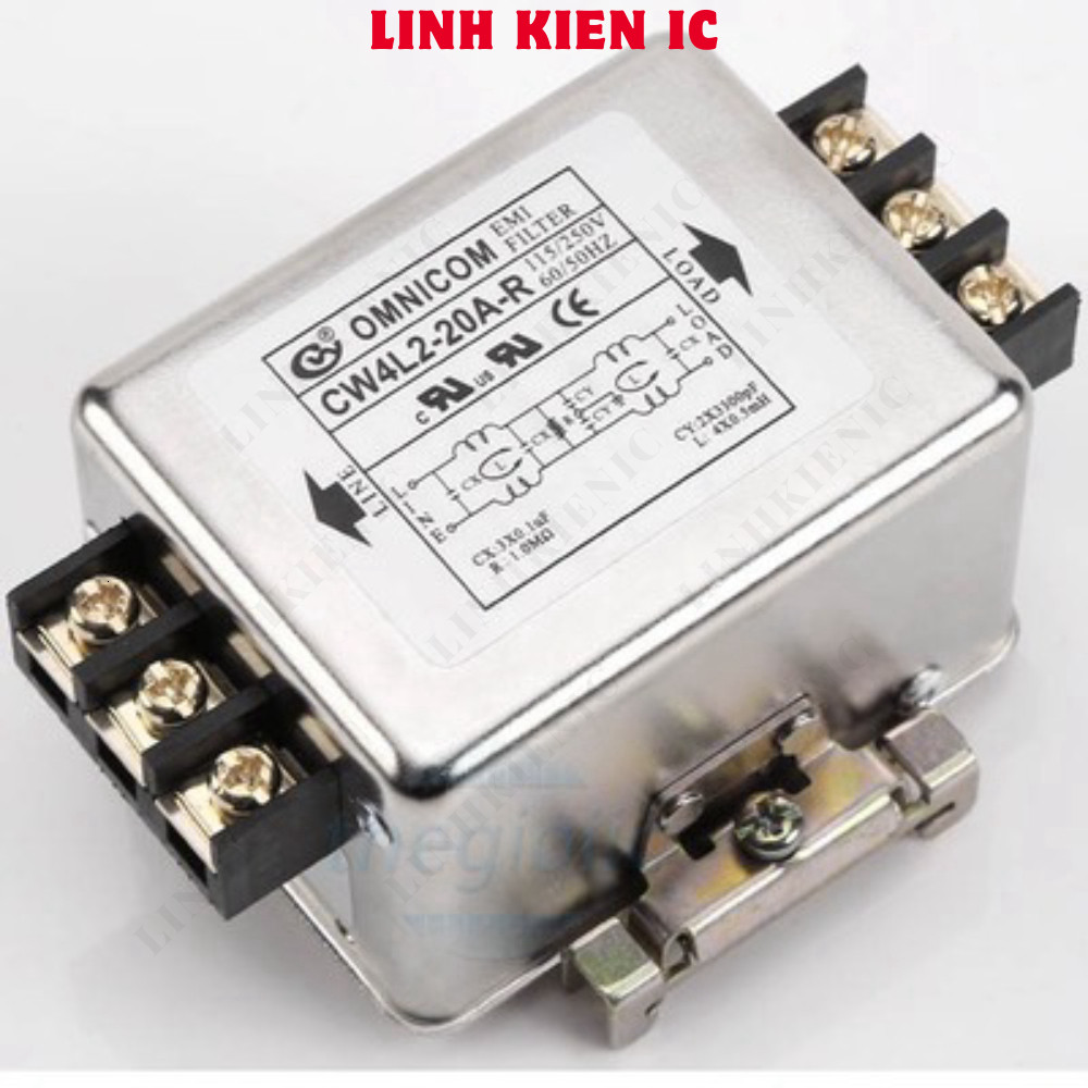 CW4L2-20A-R Bộ Lọc Nguồn 1 Pha 20A 115/250V Gắn Ray Linhkien IC