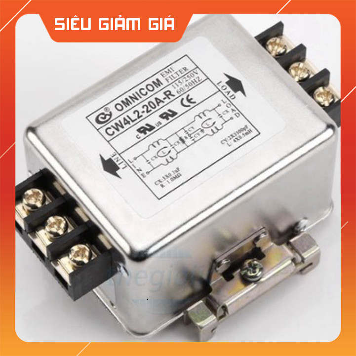CW4L2-20A-R Bộ Lọc Nguồn 1 Pha 20A 115/250V Gắn Ray SmartFix Linh Kiện