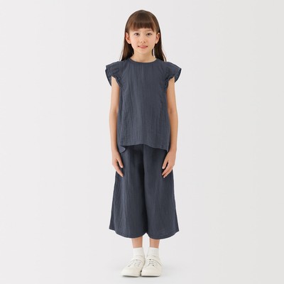 [26SS] MUJI Áo Blouse Vải Crepe Gauze - Trẻ Em