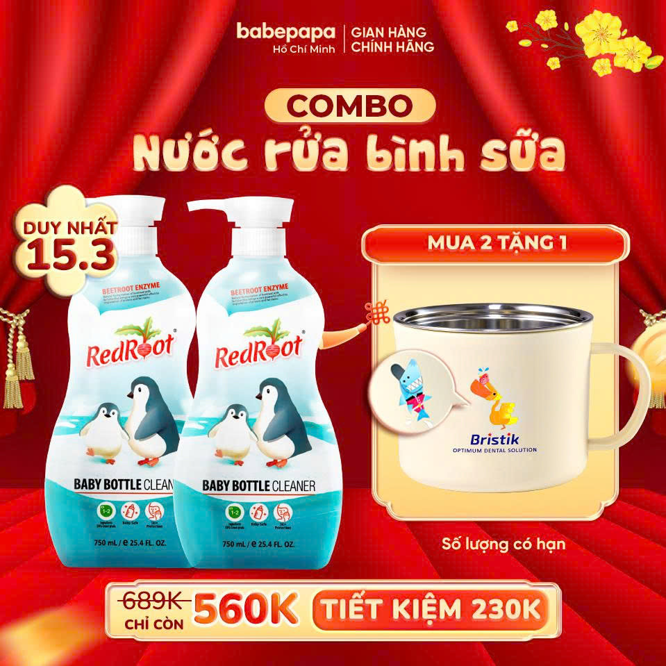 Nước Rửa Bình Sữa Cho Bé Redroot, Rửa Bình Sữa, Rửa Chén Bát Hữu Cơ  Đậm Đặc x3 Lần Không Mùi Hàn Quốc Chai 750ml