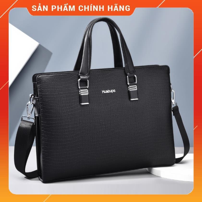 Cặp da công sở Cặp văn phòng Cao Cấp Huabups  0908 Chất liệu Da cực bền Túi xách da công sở túi đựng laptop 14 inh