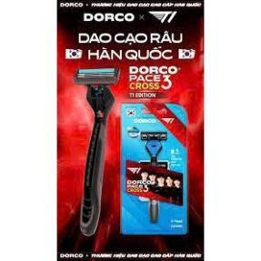 Dao Cạo Râu Hàn Quốc 3 Lưỡi DORCO PACE 3 CROSS - TRC1008(6+2)-B - Hộp 1 Cán và 6 Đầu Cạo