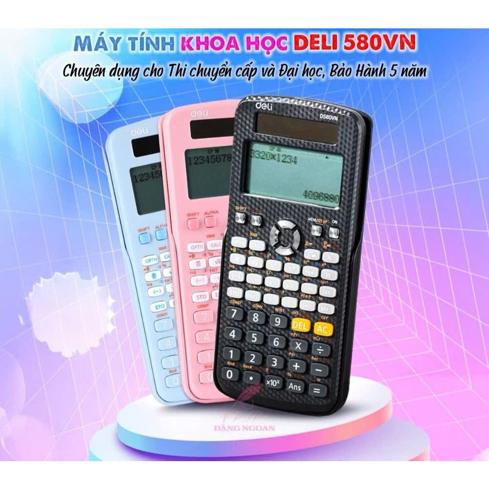 Máy tính cầm tay học sinh Deli D580VN bảo hành 5 năm - cho phép mang vào phòng thi từ cấp 1 đến đại 
