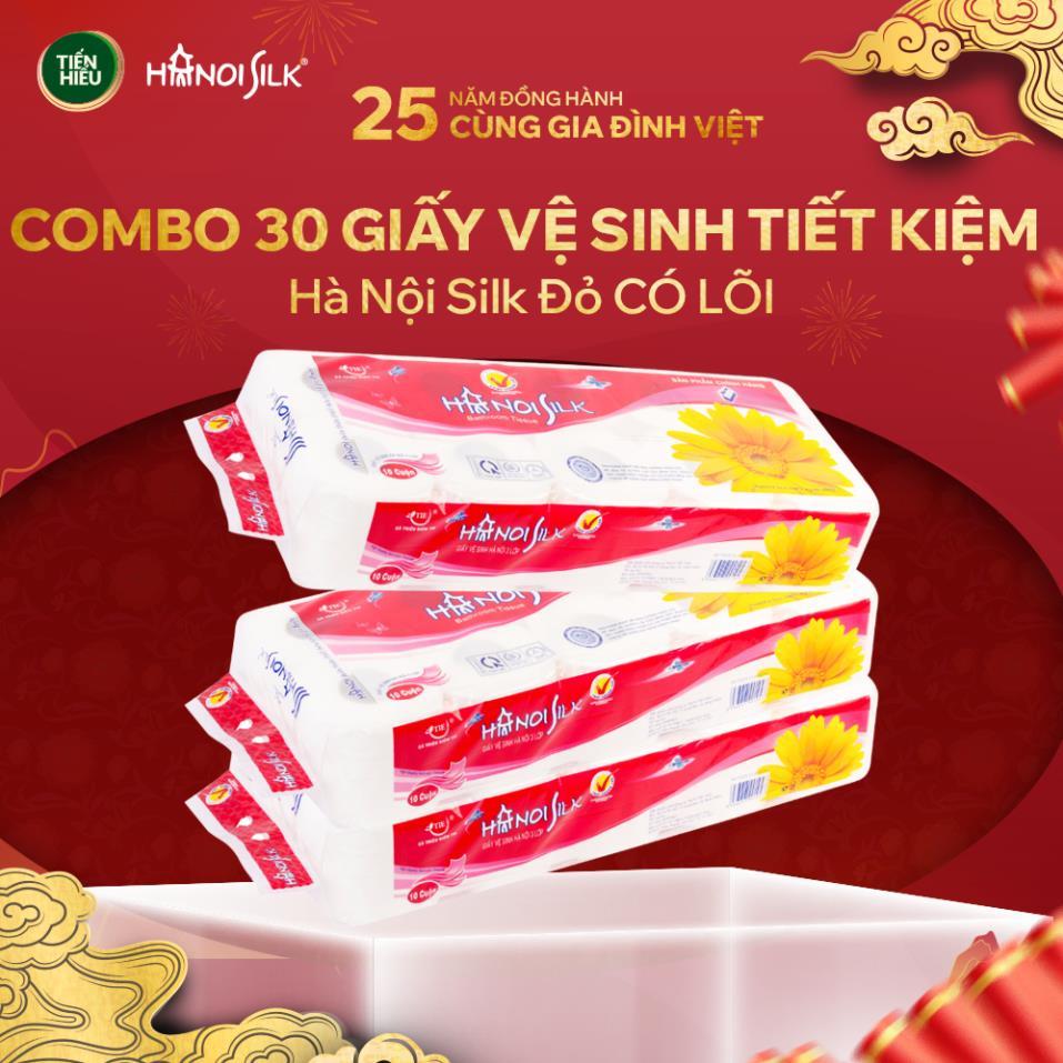 (Kiểm tra kĩ quà tặng trong đơn hàng nếu có) COMBO Giấy Vệ Sinh Hanoi Silk 3 Lớp Không Lõi Và Có Lõi