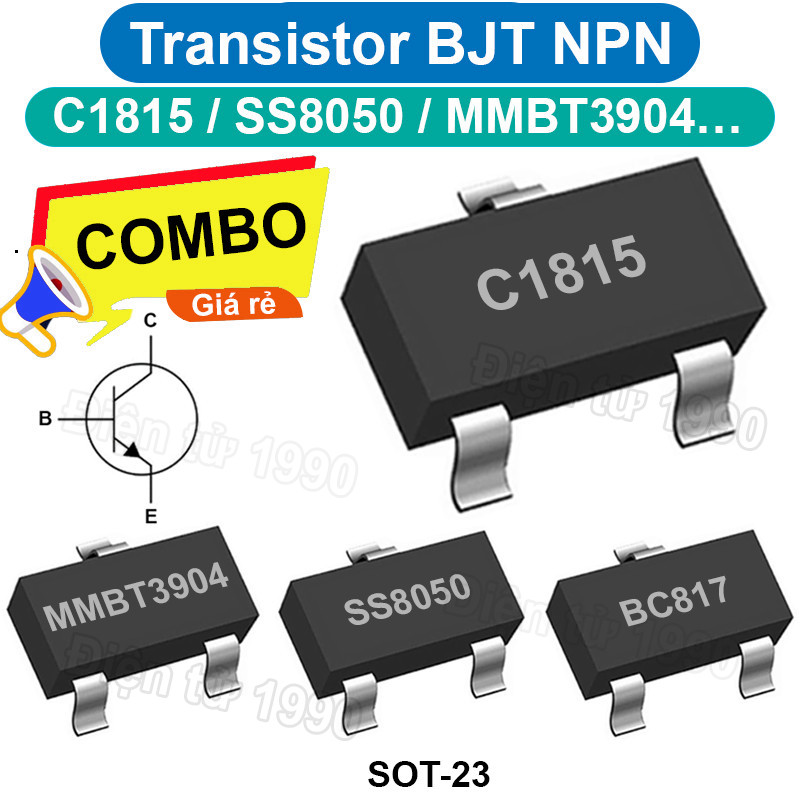[Combo-Giá rẻ] (100 cái) Transistor BJT NPN C1815 / SS8050 / MMBT3904 / … chân dán SOT-23