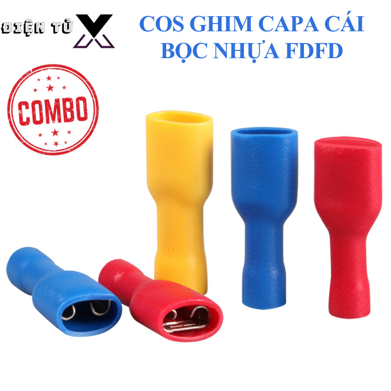 [GIÁ COMBO] (50 cái) Đầu cos ghim dẹp, cos ghim capa bọc nhựa FDFD