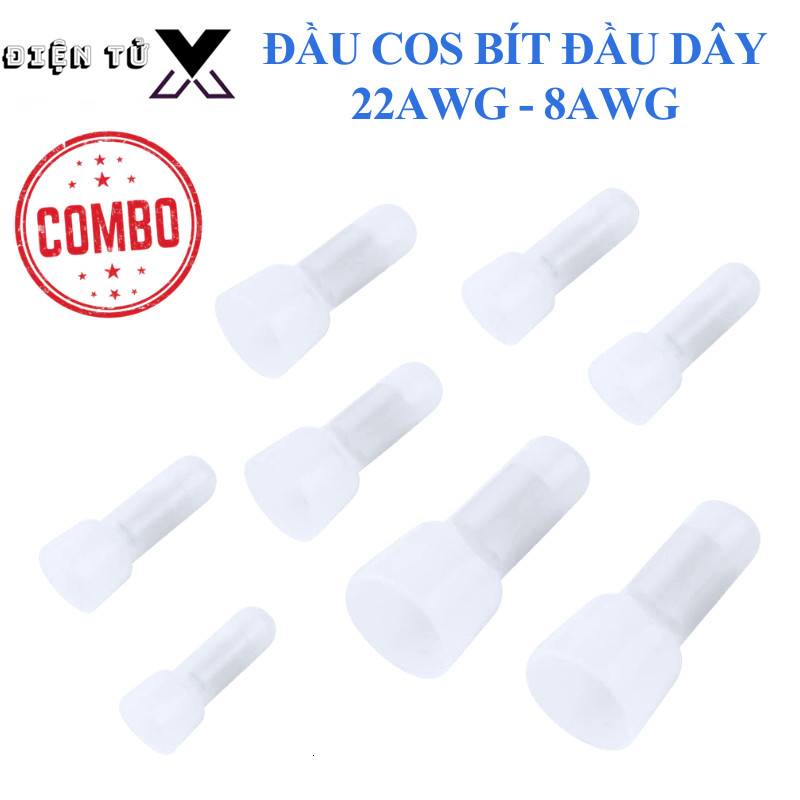 [GIÁ COMBO] Đầu Cos bít đầu cỡ dây 22AWG - 8AWG tiện dụng
