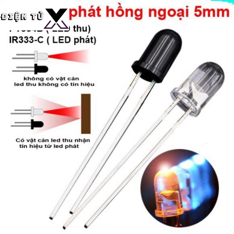 [GIÁ COMBO] (20 cái) Led thu phát hồng ngoại 5mm, LED Thu PT334B, LED Phát IR333C