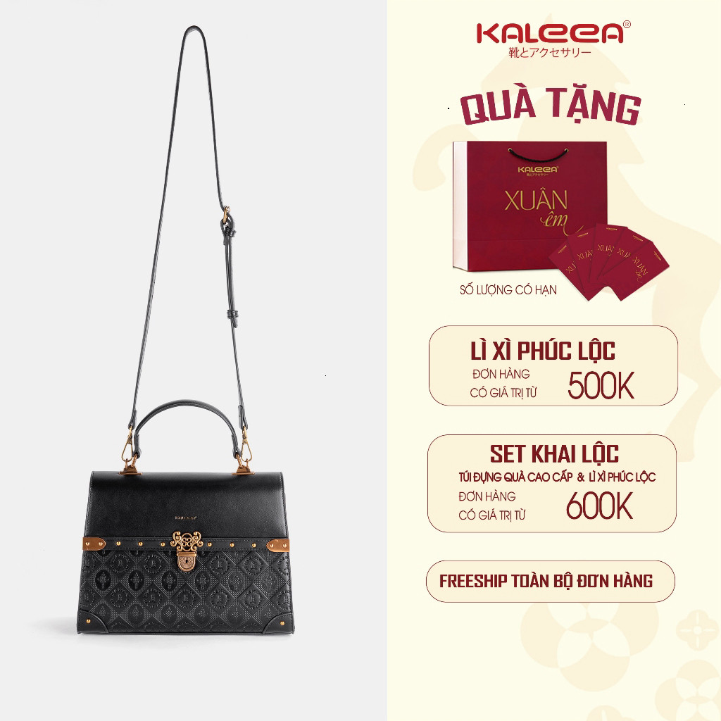Kaleea - Túi Xách Nữ Size 26cm Thiết Kế Hoa Văn Sang Trọng, Cổ Điển  TX13