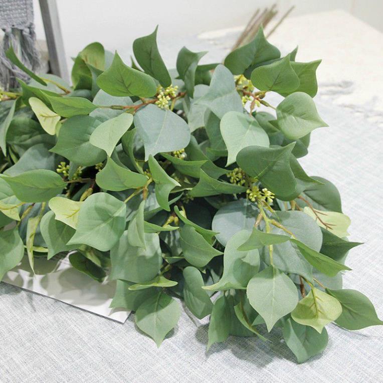 Cành Lá Bồ Đề giả trang trí nhà cửa 3 nhánh nhiều lá có quả. trang trí nhà cửa