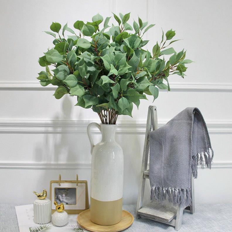 Cành Lá Bồ Đề giả trang trí nhà cửa cành 3 nhánh nhiều lá có quả siêu bền đẹp