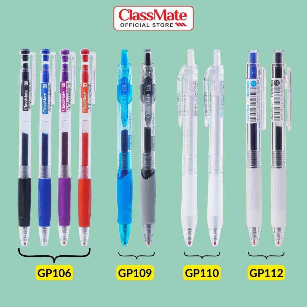 Bút Gel Bấm CLASSMATE Bút Nước Ngòi 0.5mm, Bút Gel Xanh Đen Đỏ Tím, Mực Không Thấm Nước Viết Bài CL-