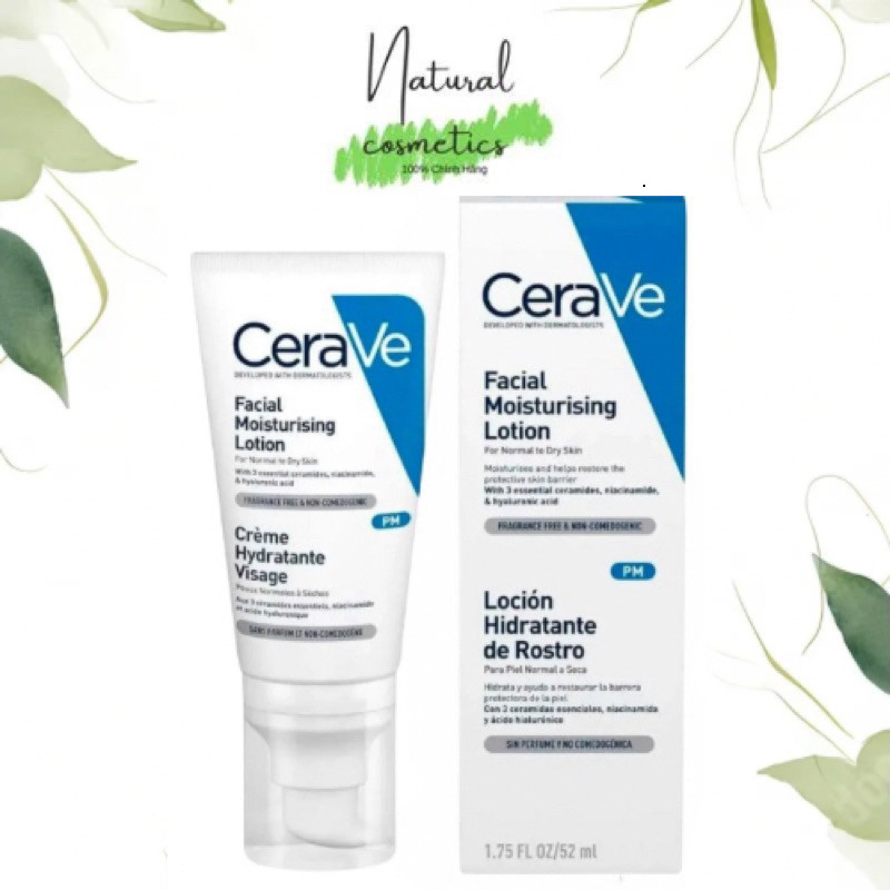 [Chính Hãng] Kem Dưỡng Ẩm Cerave Ban Đêm Phục Hồi Da 52ml cho mặt CeraVe Facial Moisturising Lotion 