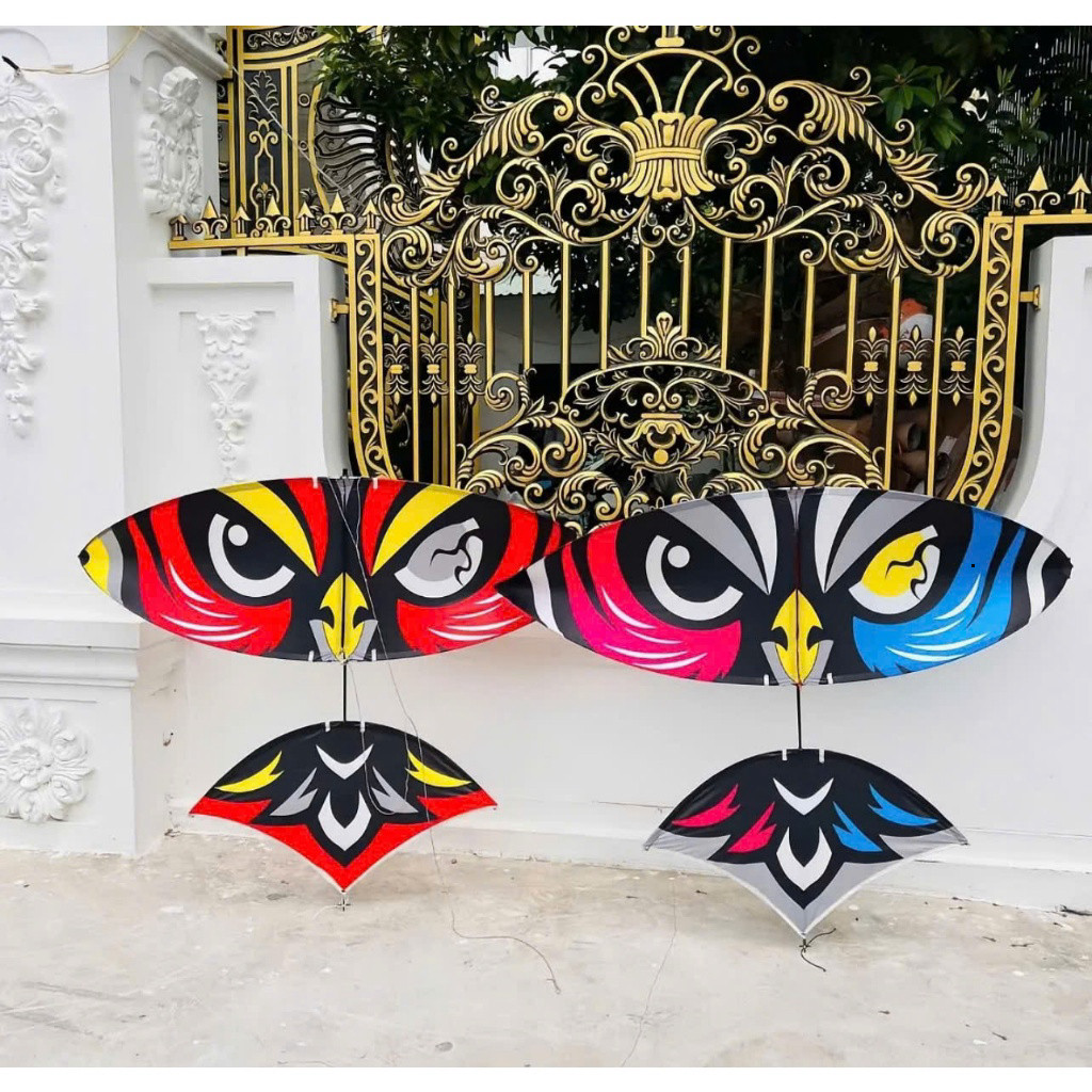 Diều 1m5- 1m7 -2m Lắp Ghép Áo In Nhiệt Hình Mắt cú chột đen-cú chột đỏ.. Xu Hướng Trẻ Em 2026