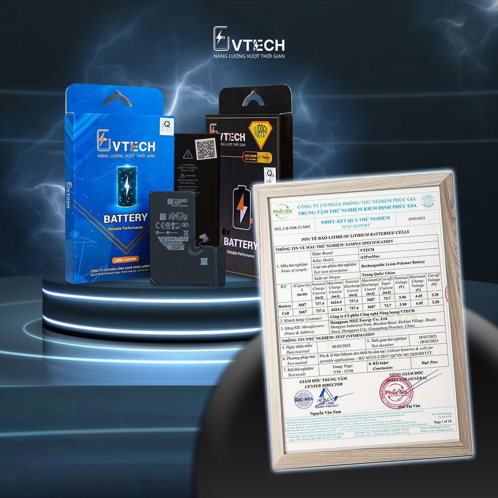 Pin Dung Lượng Cao Chính Hãng Vtech , Kiểm Định Đầy Đủ , Pin Vtech Super DLC Dành Cho IP Từ 6-15PM ,
