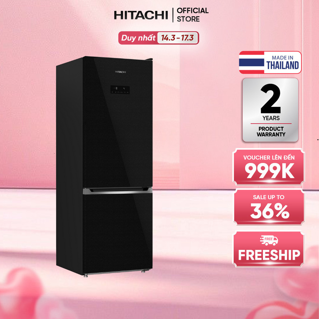 [MIỄN PHÍ GIAO HN HCM]Tủ Lạnh Hitachi HRBN6340DUVN 323L,2 Cánh Ngăn Đông Dưới, Inverter x Làm lạnh k
