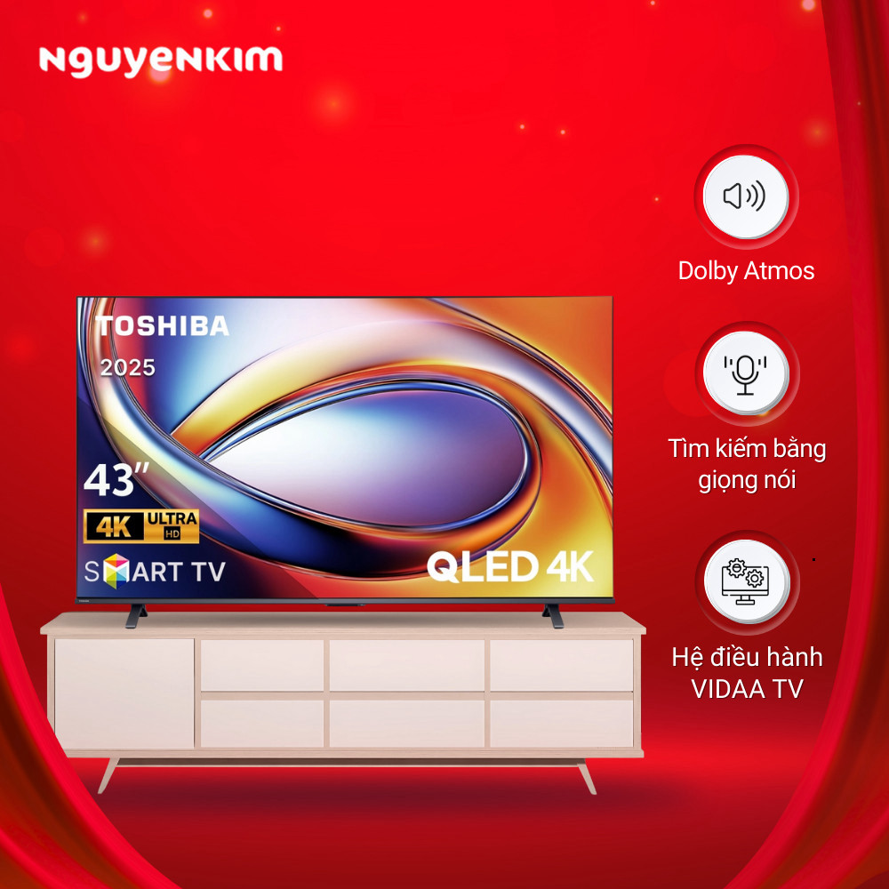 [Mới 2025] Smart Tivi QLED Toshiba AI 4K 43 inch 43M450RP