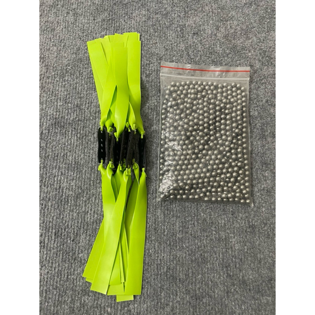 COMBO 10 dây xanh lá  kháng lực 0.55 dài 15cm kèm 1kg bi 6.35 bi 7 bi 8 lựa chọn hugyss