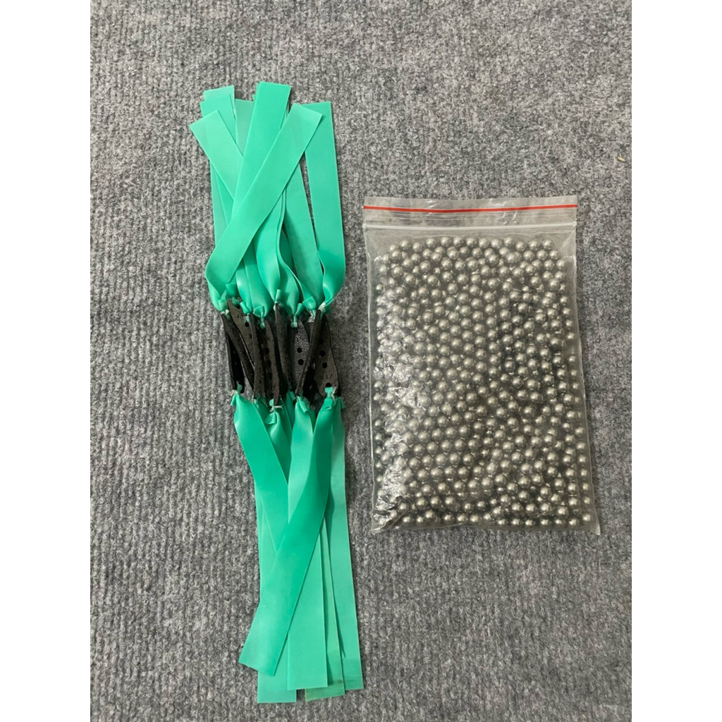 COMBO 10 dây xanh ngọc kháng lực 0.55 dài 15cm kèm 1kg bi 6.35 bi 7 bi 8 lựa chọn hugyss