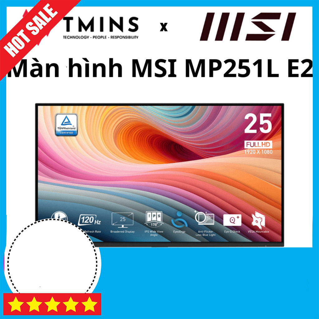 Nhắn shop Màn Hình Máy Tính MSI PRO MP251 E2 25inch - FHD 120Hz IPS - Loa - Eyes Ergo - Hàng Chính H