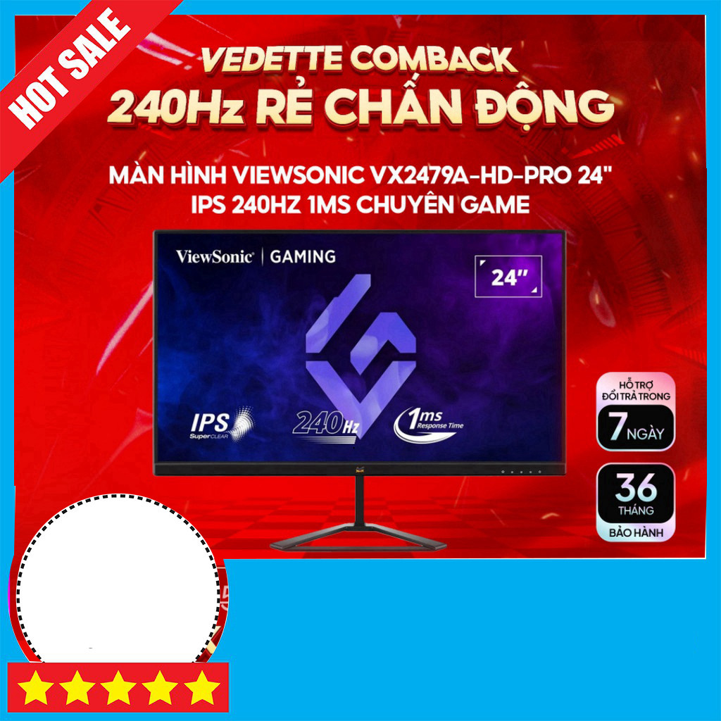 Nhắn shop Màn hình IPS 24" ViewSonic VX2479-HD-PRO 180Hz, 240Hz Trâu Giao Chức Năng Freeship.