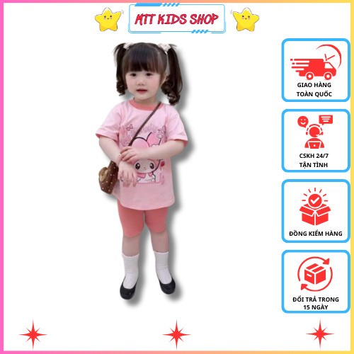 Set bé gái áo Melody hồng mix quần legging chất cotton mềm mịn, co giãn tốt C211 - mttkidsshop