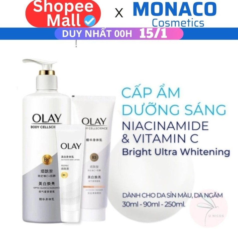 Dưỡng Thể OLAY Body B3 Vitamin C Optic Glow Radiance Cấp Ẩm Sáng Da Bật Tone