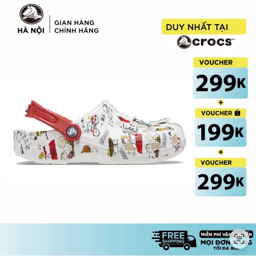 [ CHÍNH HÃNG ] Crocs Peanuts Classic Clog GS White / Multi