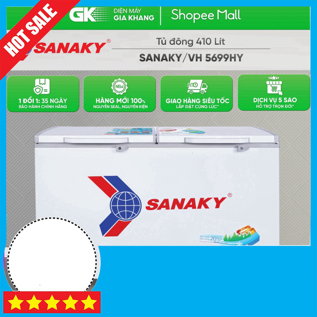 Nhắn shop Tủ Đông Sanaky 410 Lít - 1 Ngăn Đông (VH-5699HY) - Miễn Phí Giao HÀNG HCM Freeship.