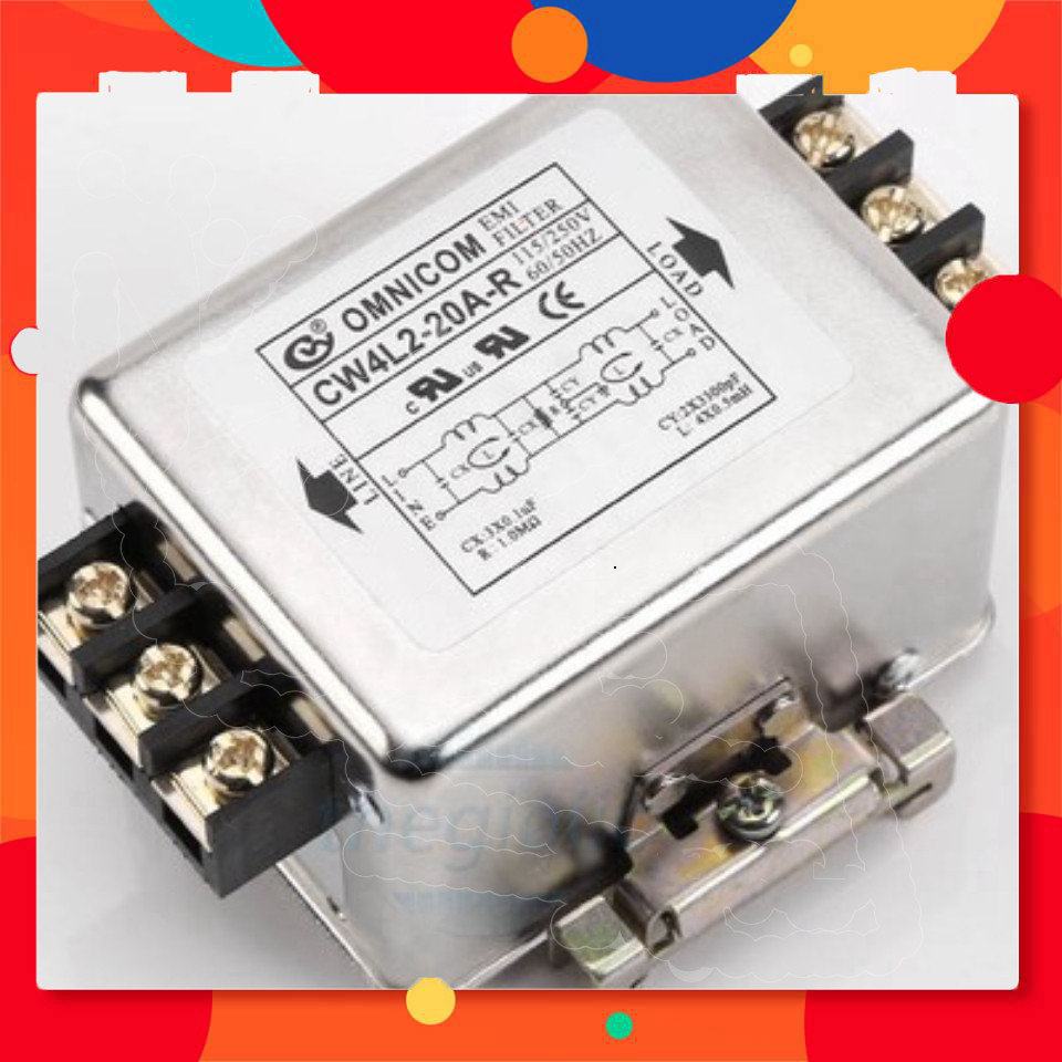 CW4L2-20A-R Bộ Lọc Nguồn 1 Pha 20A 115/250V Gắn Ray Điện Tử Store99