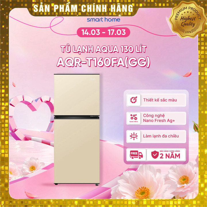 [TỦ LẠNH AQUA 130 LÍT - MÀU BE - FREESHIP TOÀN QUỐC - BẢO HÀNH 2 NĂM] Giao nhanh toàn quốc.