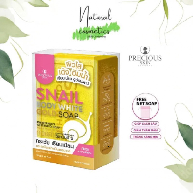 [Chính Hãng] Xà Phòng Trắng Da Snail Body White Gold Soap Thái Lan 70g Dưỡng Trắng Da