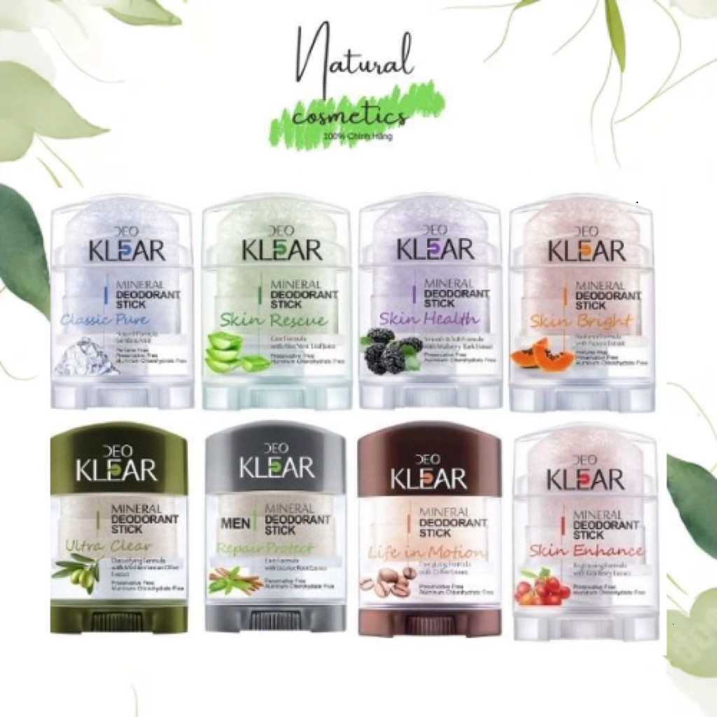 [Chính Hãng] Lăn Khử Mùi Đá Khoáng DEO KLEAR 70g Thái Lan, Giảm Tiết Mồ Hôi, Khô Thoáng Cả Ngày