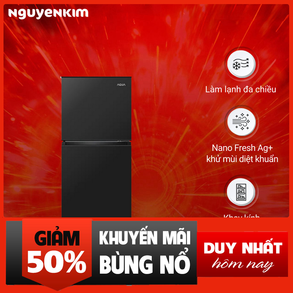 Khuyễn mãi  Tủ Lạnh 2 Cánh Aqua 130 lít AQR-T160FA(BS) - Tủ Đông Có Bàn Ăn Freeship.