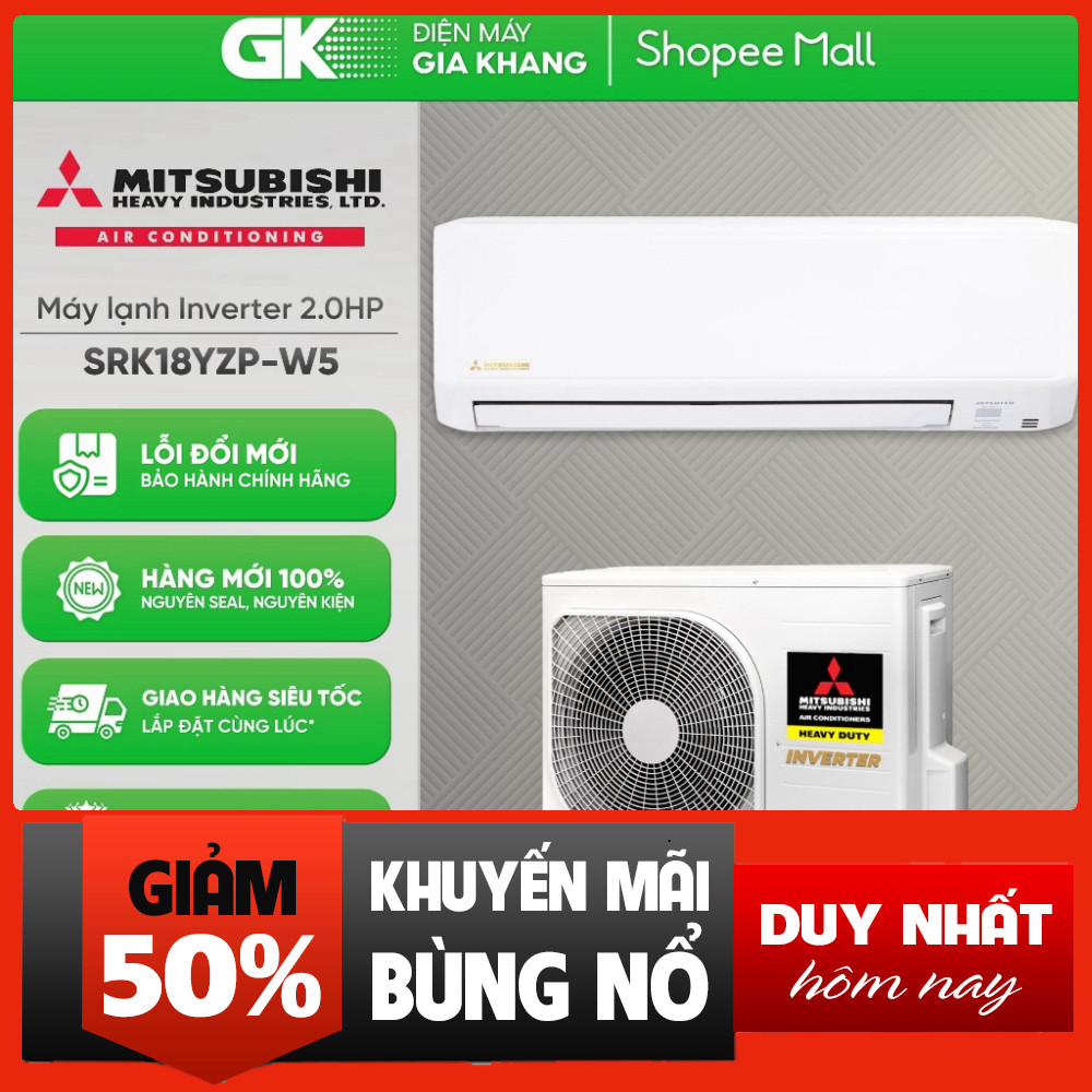 Khuyễn mãi  Máy Lạnh Mitsubishi Heavy Inverter 2HP SRK/SRC18YZP-W5 Tích Hợp Công Nghệ Inverter Miễn 