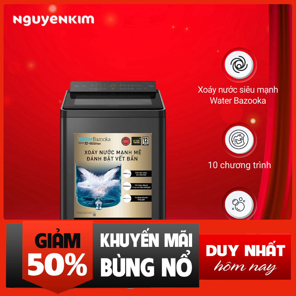 Khuyễn mãi  Máy giặt Inverter Panasonic 14.5 Kg NA-FD290CEBV Freeship.