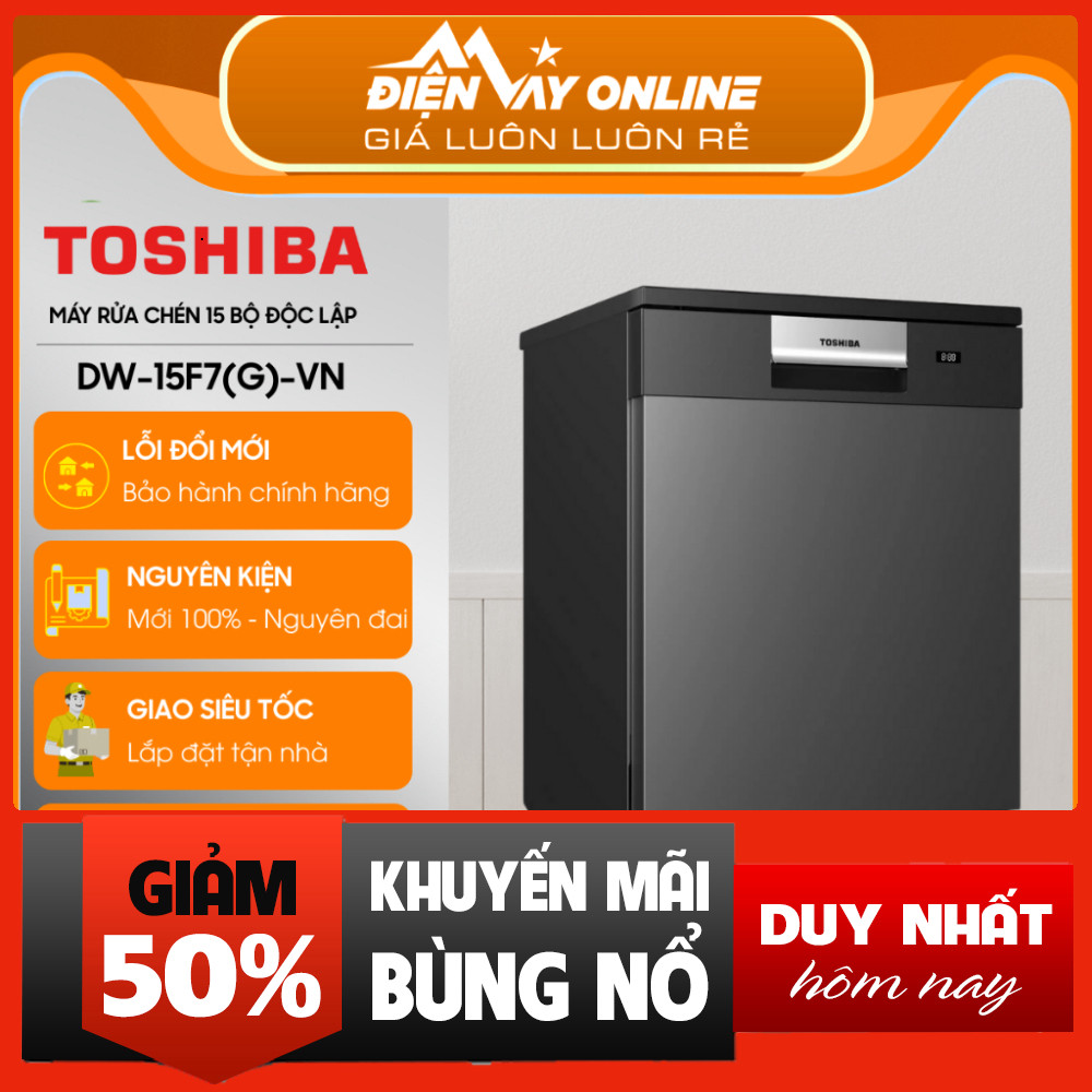 Khuyễn mãi  Rửa Bát Toshiba DW-15F7(G)-VN - 15 Bộ, Công Nghệ Sấy HyperDry Miễn phí giao hàng.