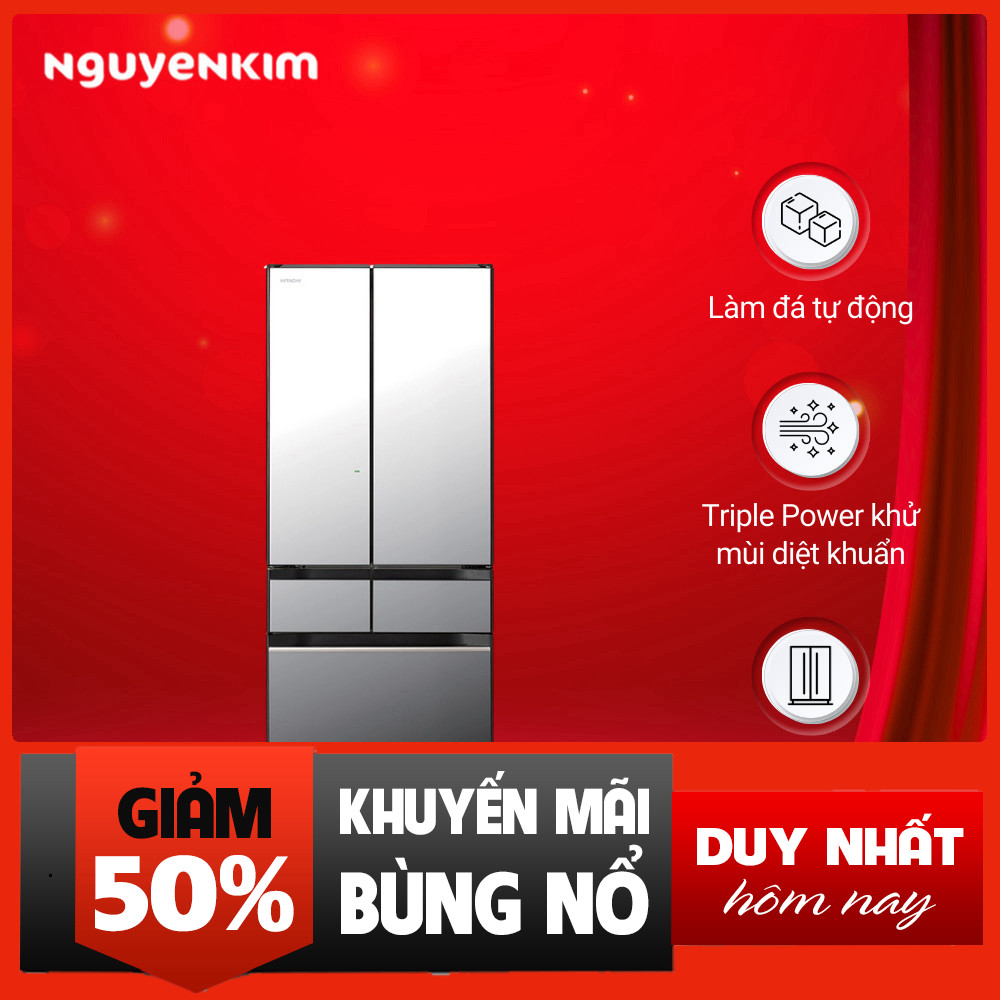 Khuyễn mãi  "Tủ lạnh Hitachi Inverter 520L R-HW540RV - Tủ lạnh lớn nhất Hitachi" Freeship.