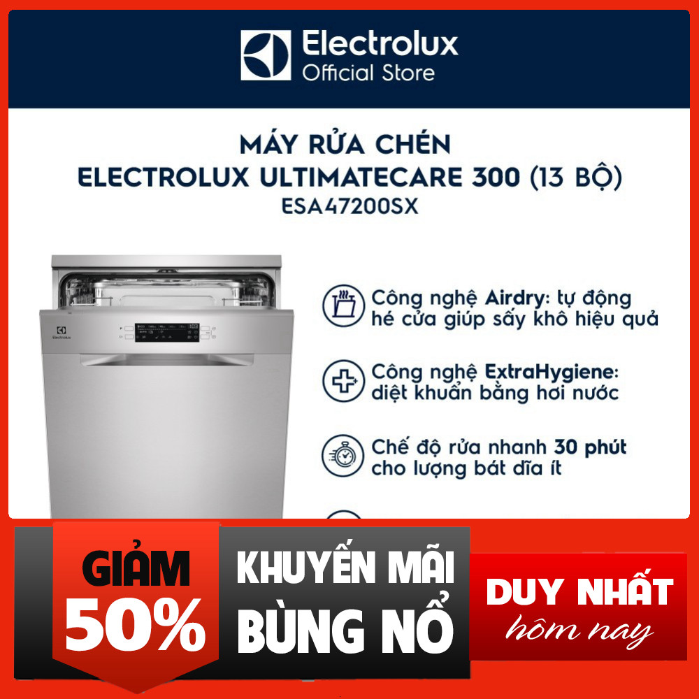 Khuyễn mãi  Máy Rửa Chén Electrolux UltimateCare 300 60cm ESA47200SX Cho 13 Bộ Chén Miễn phí giao hà