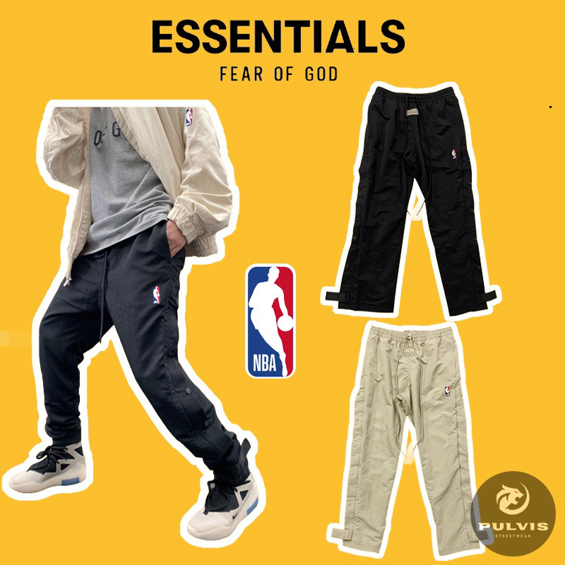 Quần FEAR OF GOD x Nke Nylon Warm Up Pants Off Noir/String, Quần Snap FOG NBA PLV