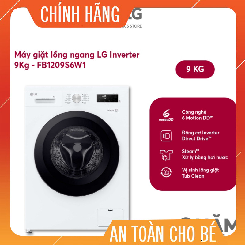 Máy Giặt LG 9kg Inverter FB1209S6W1 - Shop Chính Hãng Giao Trực Tuyến Giao nhanh toàn quốc.