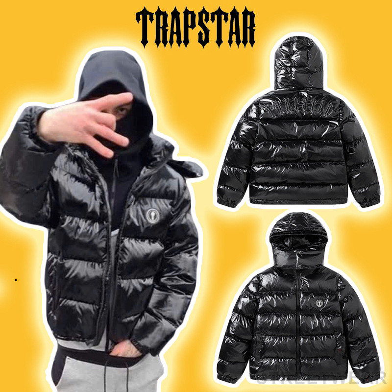 Áo Phao Trapstar Decoded Puffer Jacket Shiny Black Jacket, Áo khoác phao lông vũ vải bóng PLV