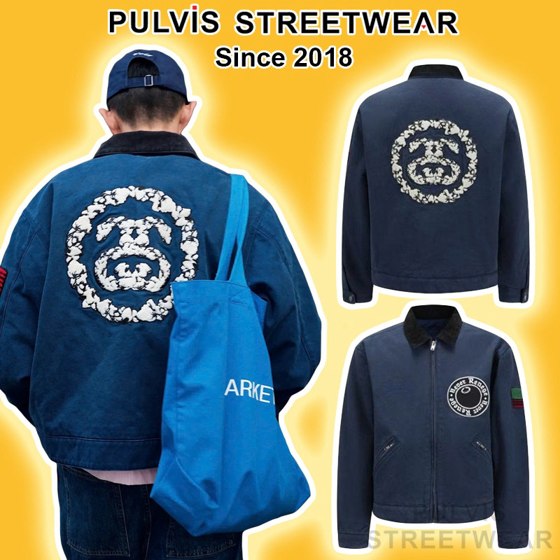 Áo Khoác Bomber Varsity Stuss x Denim Te.ar Never Renege Canvas Work Jacket, Áo varsity nam PLV