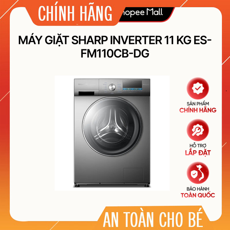 Máy Giặt Sharp Inverter Giặt Sấy 11 Kg Cũ Trực Tiếp ES-FM110CB-DG Giao nhanh toàn quốc.