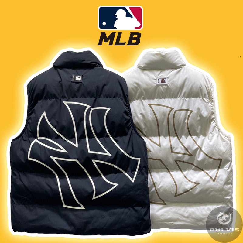 Áo Gile Phao MLB Mega Logo Padding Vest NY Yankees, Áo khoác gile vest MLB trần bông PLV