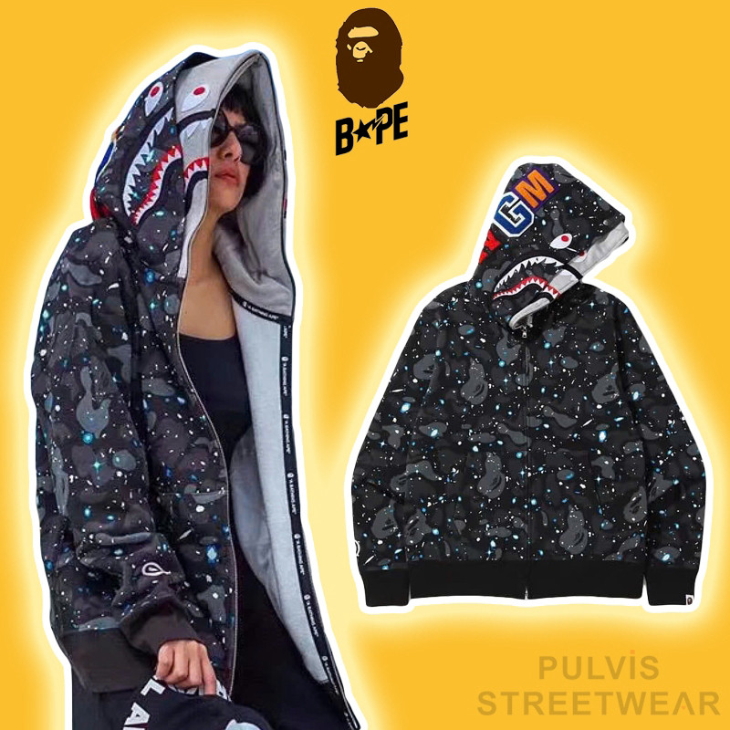 Áo Jacket Zip Bape Space Camo Shark Full Zip Double Hoodie, Áo khoác khóa kéo, áo hoodie khóa kéo PL