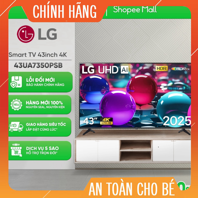 Smart Tivi LG 43-65 inch 4K UA7350PSB Giảm 10% Giao nhanh toàn quốc.